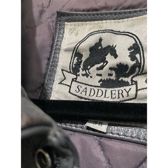 SADDLERY Cooper Collection Leather Jacket Men Sz 38 Grey Side Pocket Elastic Hem - Picture 11 of 16